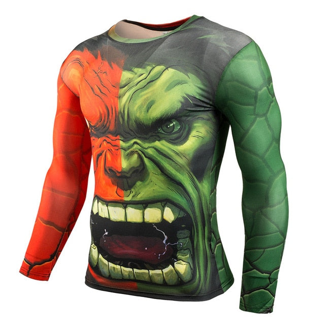 Hot Sale Fitness MMA Compression Shirt Men Anime Bodybuilding Long Sleeve