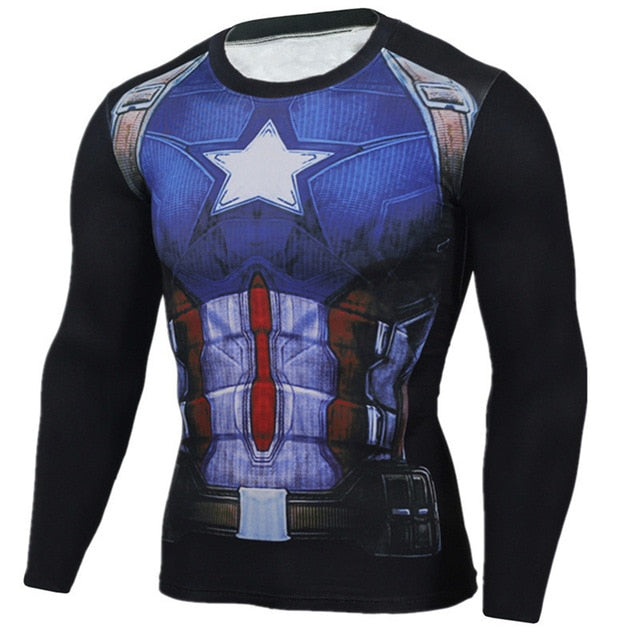 Hot Sale Fitness MMA Compression Shirt Men Anime Bodybuilding Long Sleeve