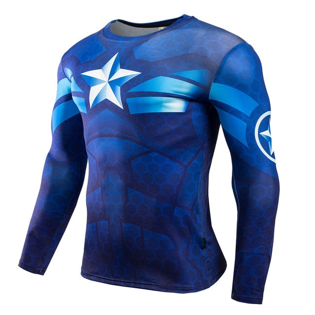 Hot Sale Fitness MMA Compression Shirt Men Anime Bodybuilding Long Sleeve