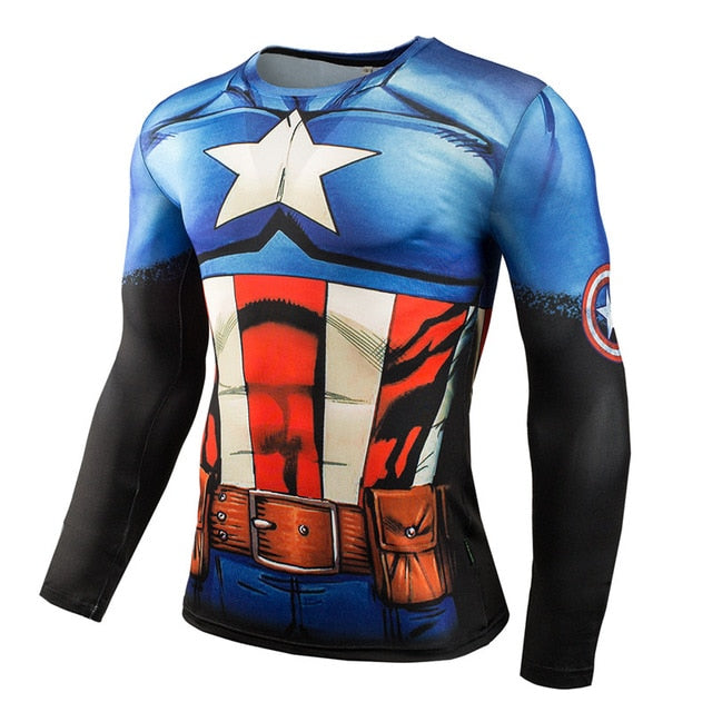 Hot Sale Fitness MMA Compression Shirt Men Anime Bodybuilding Long Sleeve