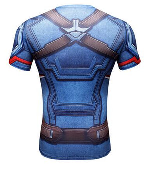 New Comic Superhero Compression Shirt Captain America Iron man Fit Tight G ym Bodybuilding T Shirt