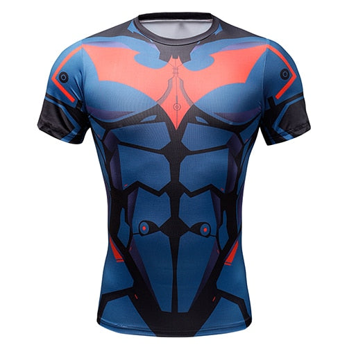 New Comic Superhero Compression Shirt Captain America Iron man Fit Tight G ym Bodybuilding T Shirt