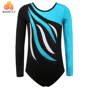 BAOHULU Long Sleeve Patchwork Gymnastic Jumpsuit Leotard for Girl Dance