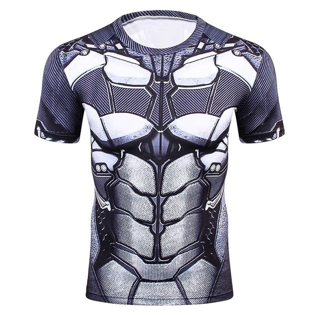 New Comic Superhero Compression Shirt Captain America Iron man Fit Tight G ym Bodybuilding T Shirt