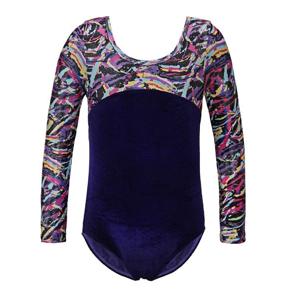 BAOHULU Long Sleeve Patchwork Gymnastic Jumpsuit Leotard for Girl Dance