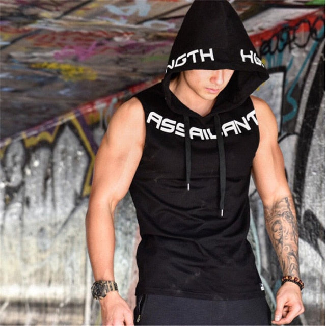 YEMEKE 2018 Mens Cotton Hoodie Sweatshirts fitness clothes bodybuilding tank top