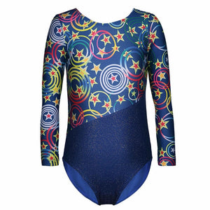 Flower Ribbon 2-15Y Gymnastics Dancesuit Girls Long Sleeve Dance Leotards