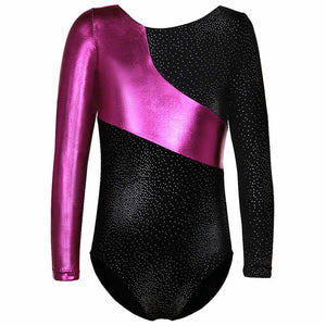 Flower Ribbon 2-15Y Gymnastics Dancesuit Girls Long Sleeve Dance Leotards