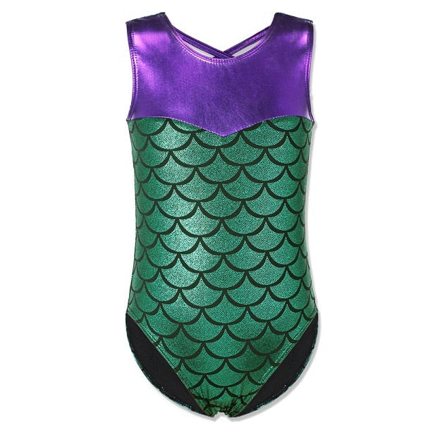 BAOHULU Sleeveless Gilding Gymnastics Leotard Mermaid for Girls Kids Ballet Jumpsuit