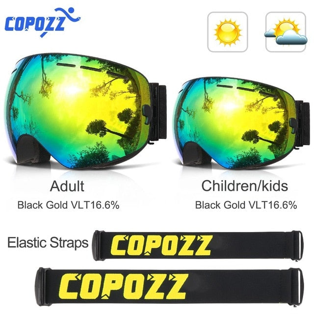 Parent Child Ski Goggles 2 Pack Set Snowboard Anti fog Skiing Glasses