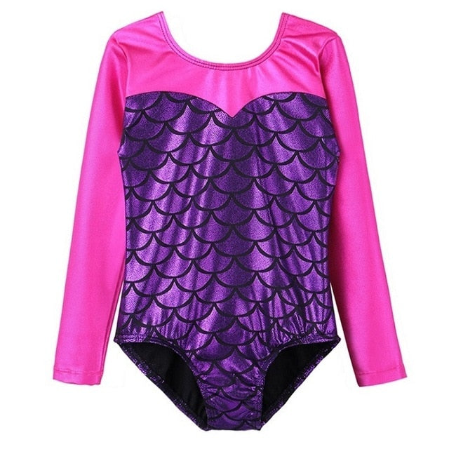 BAOHULU Long Sleeve Patchwork Gymnastic Jumpsuit Leotard for Girl Dance