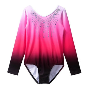 BAOHULU Long Sleeve Patchwork Gymnastic Jumpsuit Leotard for Girl Dance