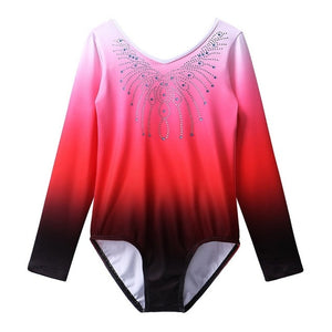 BAOHULU Long Sleeve Patchwork Gymnastic Jumpsuit Leotard for Girl Dance