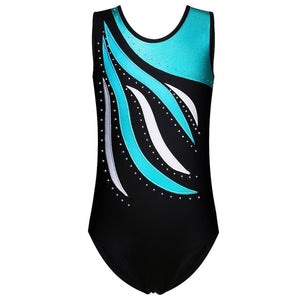 BAOHULU 3-14 Years Girls Sleeveless Shiny Diamond Gymnastics Leotard