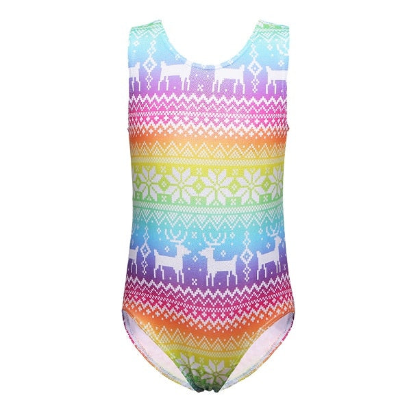 BAOHULU 3-14 Years Girls Sleeveless Shiny Diamond Gymnastics Leotard